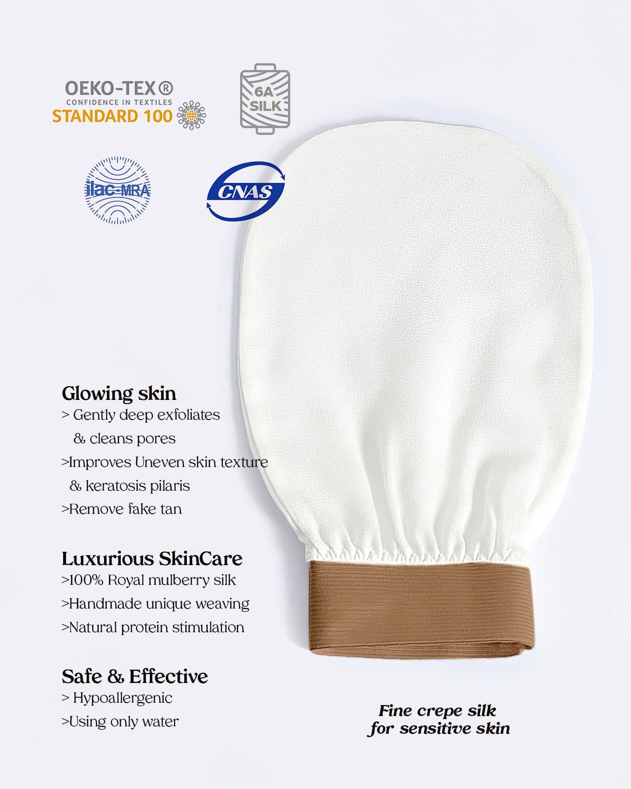 Mulberry Silk body mitt Natural Smooth Skin Exfoliating Body Mitt