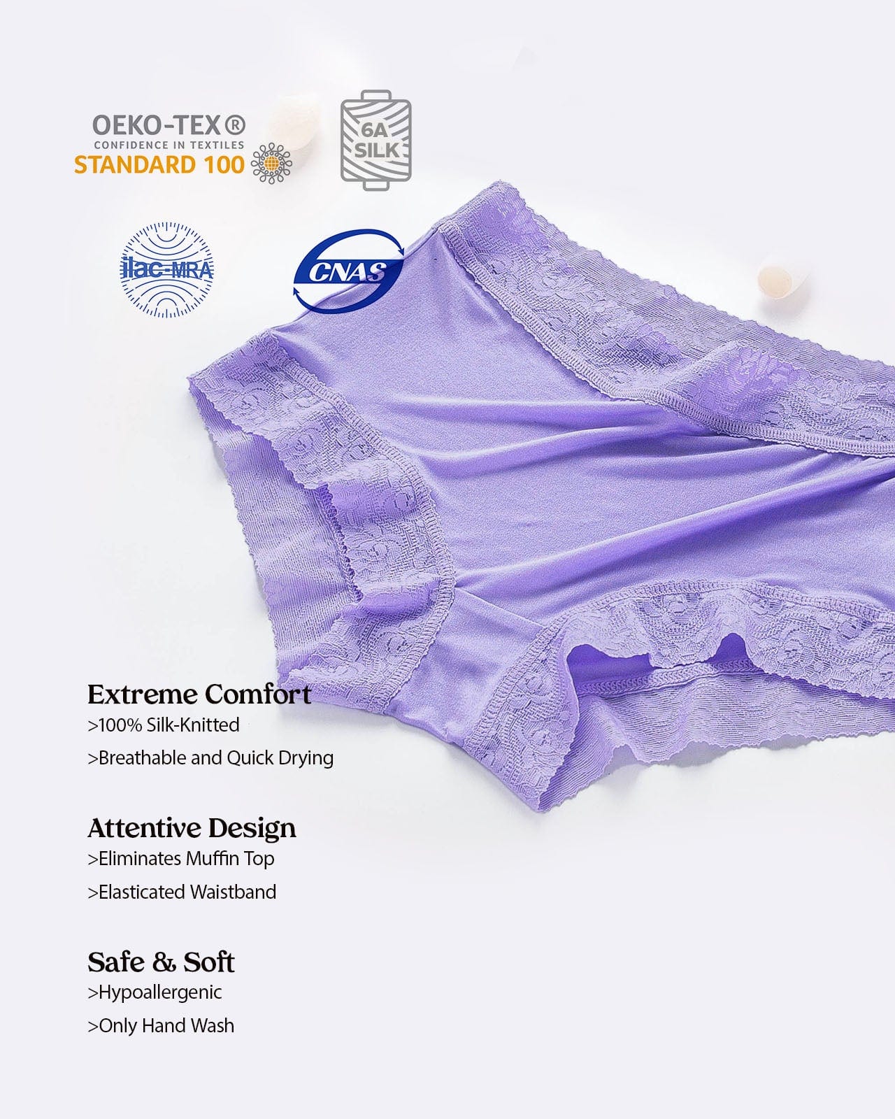 FEELITS Mid-Waist Silk Knitted Hipster silk panties For Women