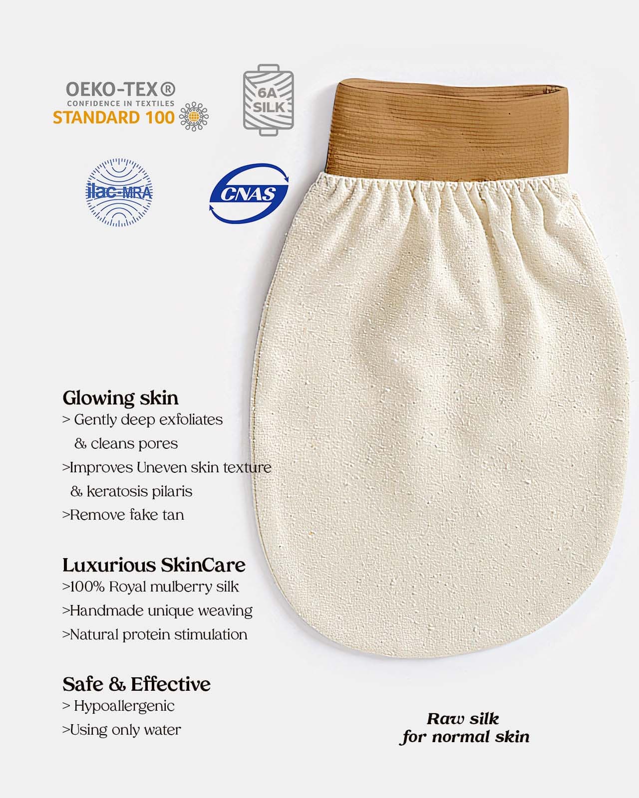 Mulberry Silk body mitt Natural Smooth Skin Exfoliating Body Mitt