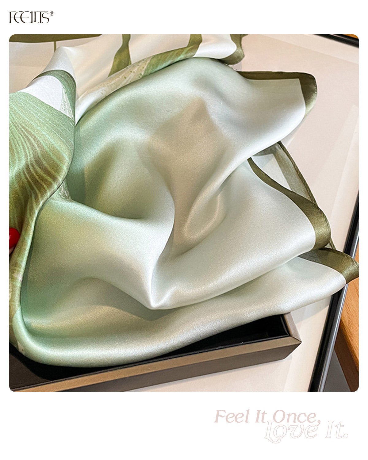 100% Mulberry Silk Head Scarf for Women - 21" Square Hair Scarf, Natural Silk Neckerchief — Misty Ginkgo Garden - FEELITS