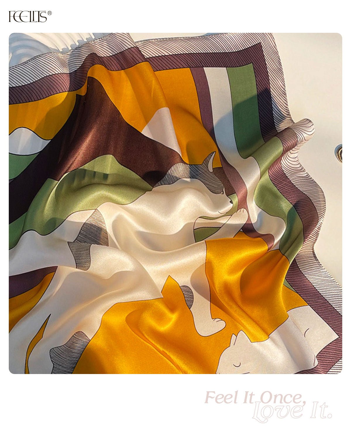 100% Mulberry Silk Head Scarf for Women - 21" Square Hair Scarf, Natural Silk Neckerchief — Modern Highland Muse - FEELITS