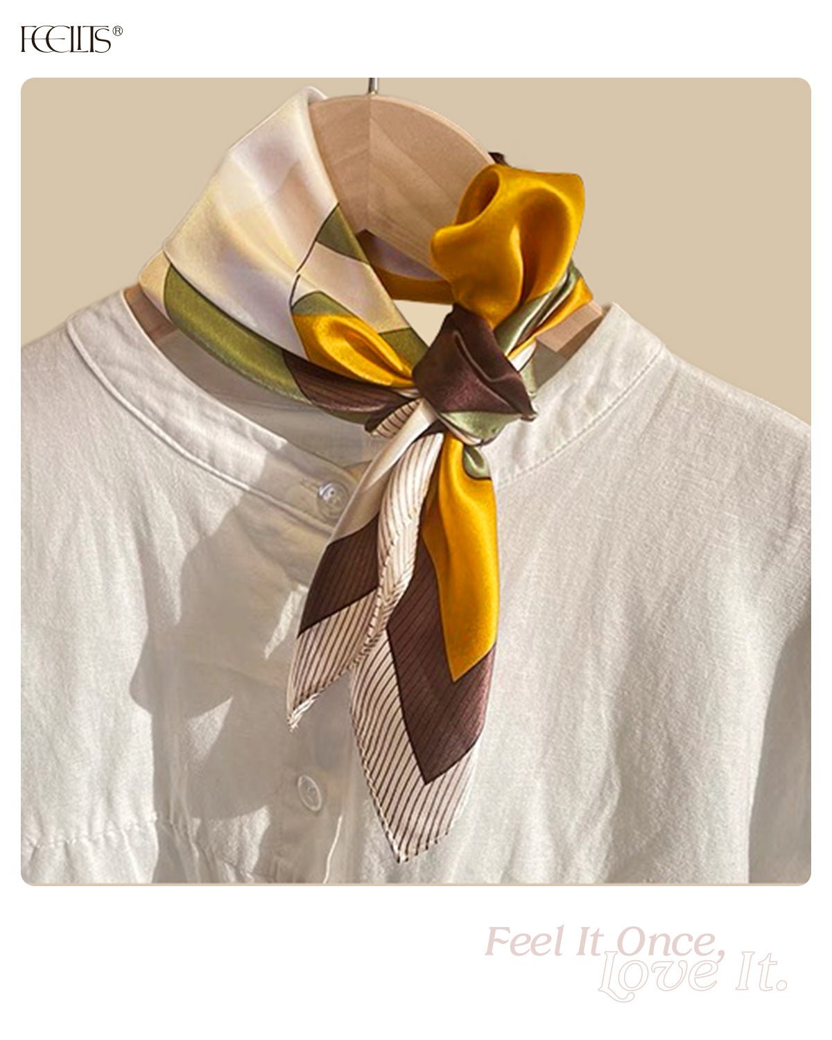 100% Mulberry Silk Head Scarf for Women - 21" Square Hair Scarf, Natural Silk Neckerchief — Modern Highland Muse - FEELITS