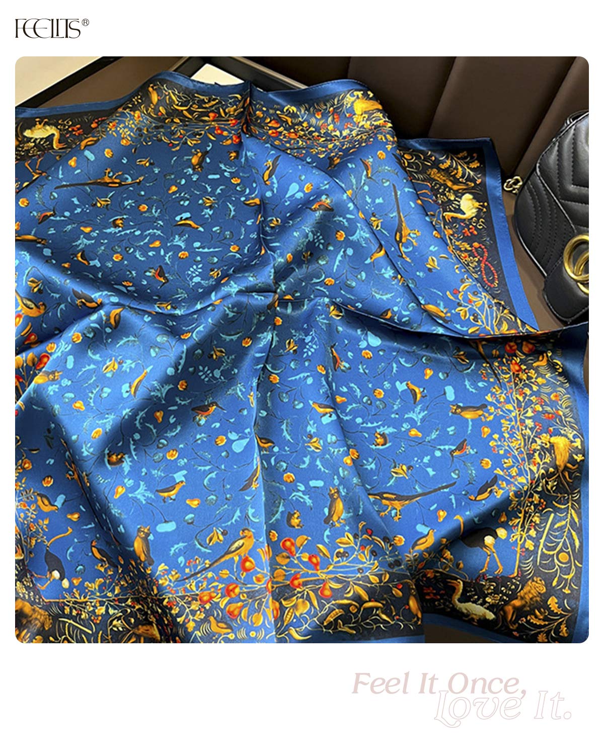 100% Mulberry Silk Head Scarf for Women - 27.5" Square Hair Scarf, Natural Silk Neckerchief — Enchanted Forest Series - FEELITS