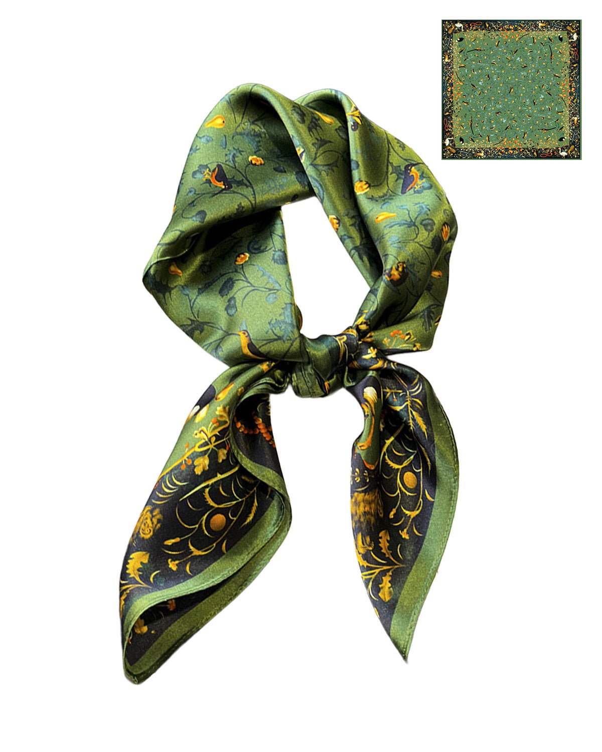 100% Mulberry Silk Head Scarf for Women - 27.5" Square Hair Scarf, Natural Silk Neckerchief — Enchanted Forest Series - FEELITS