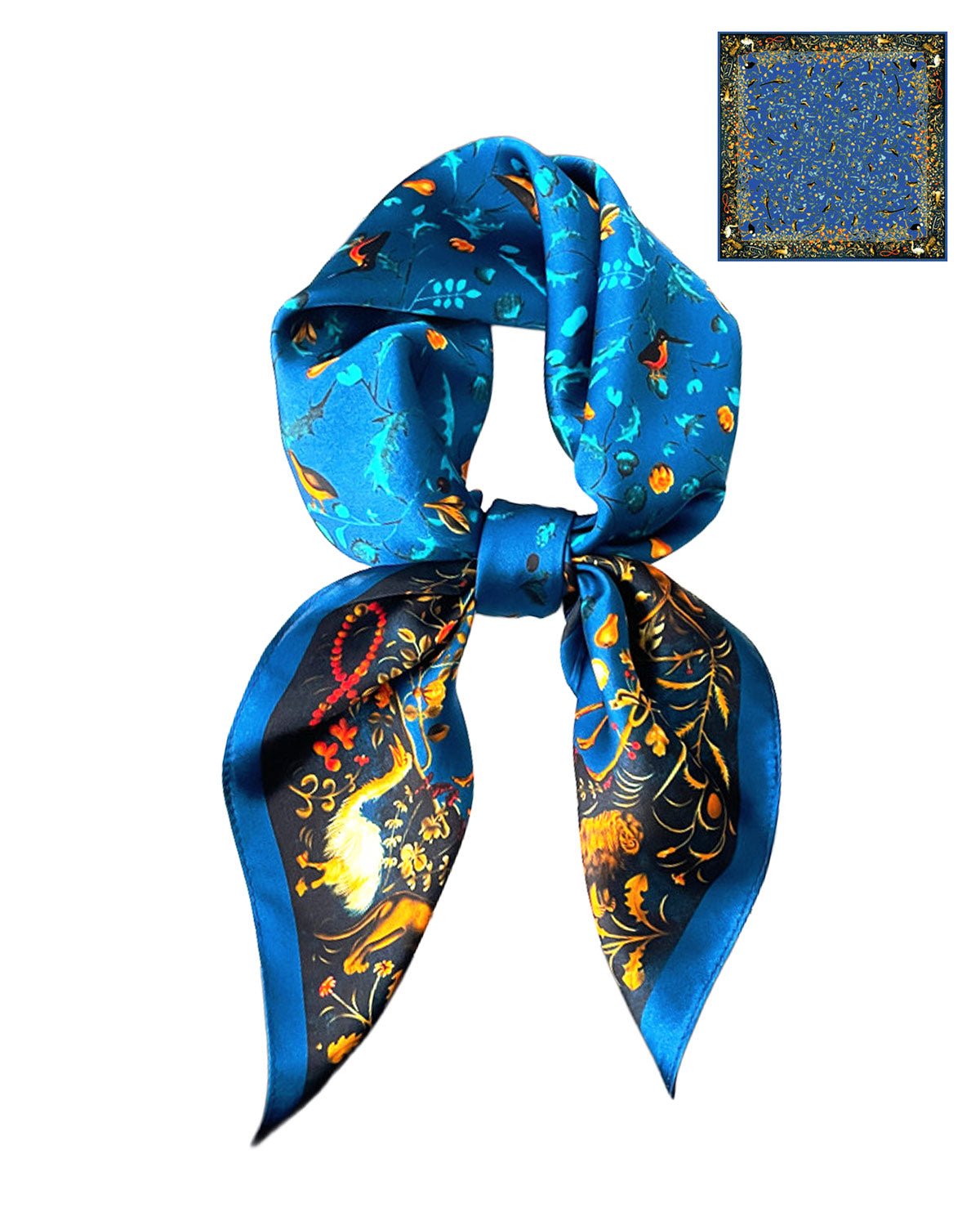 100% Mulberry Silk Head Scarf for Women - 27.5" Square Hair Scarf, Natural Silk Neckerchief — Enchanted Forest Series - FEELITS