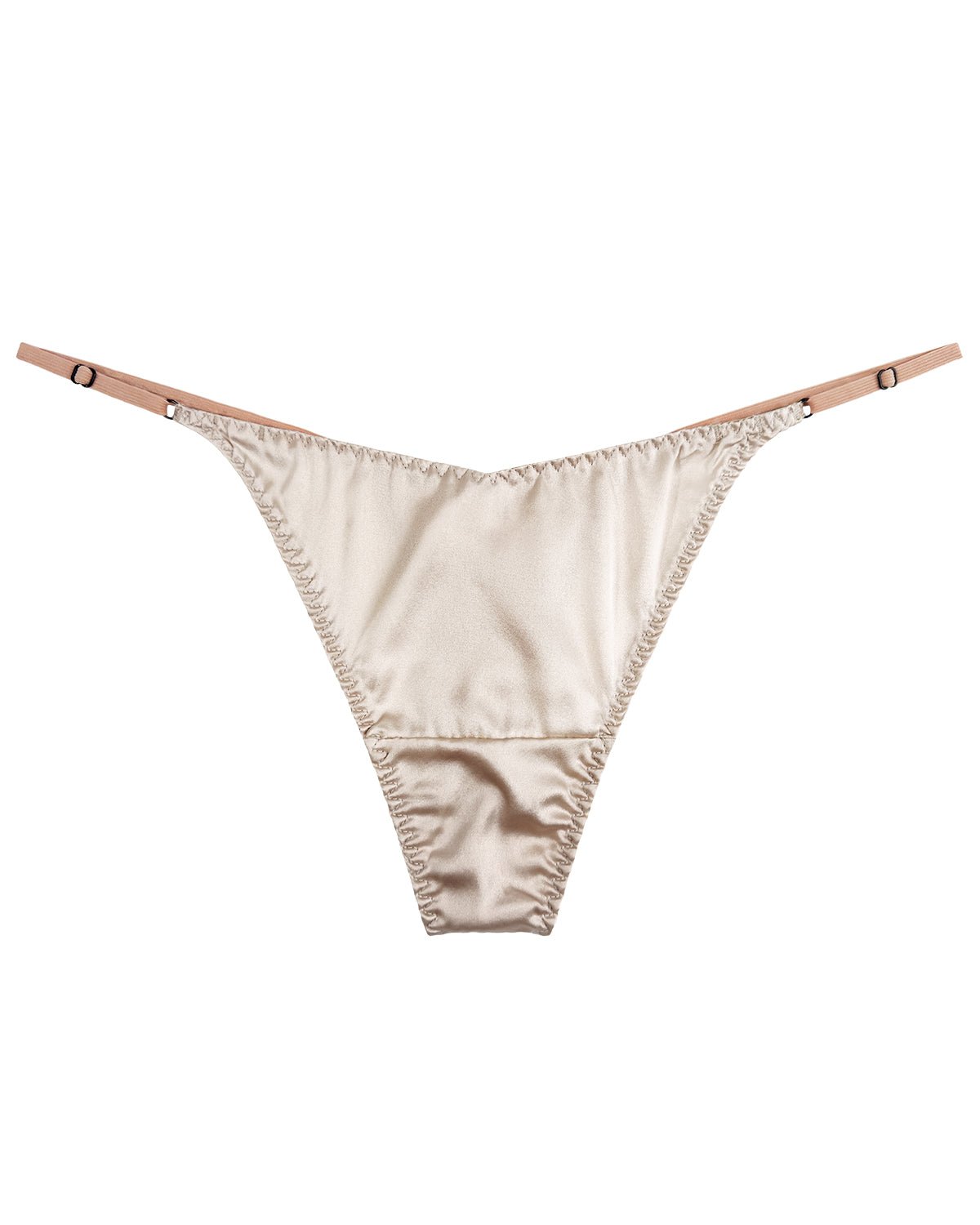 100% Mulberry Silk Thongs for Women, V - Front & Adjustable Ties, Sexy Silk Satin G - String Panties, Cheeky T - back - FEELITS