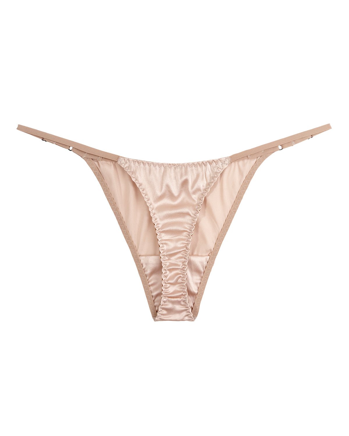 100% Mulberry Silk Thongs for Women, V - Front & Adjustable Ties, Sexy Silk Satin G - String Panties, Cheeky T - back - FEELITS