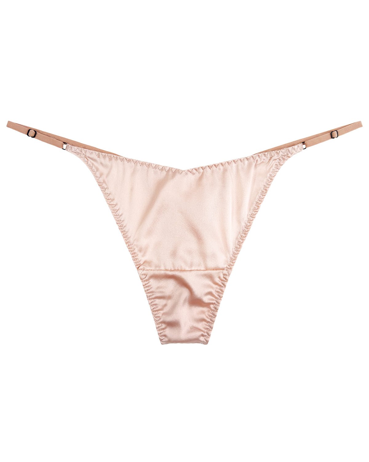 100% Mulberry Silk Thongs for Women, V - Front & Adjustable Ties, Sexy Silk Satin G - String Panties, Cheeky T - back - FEELITS