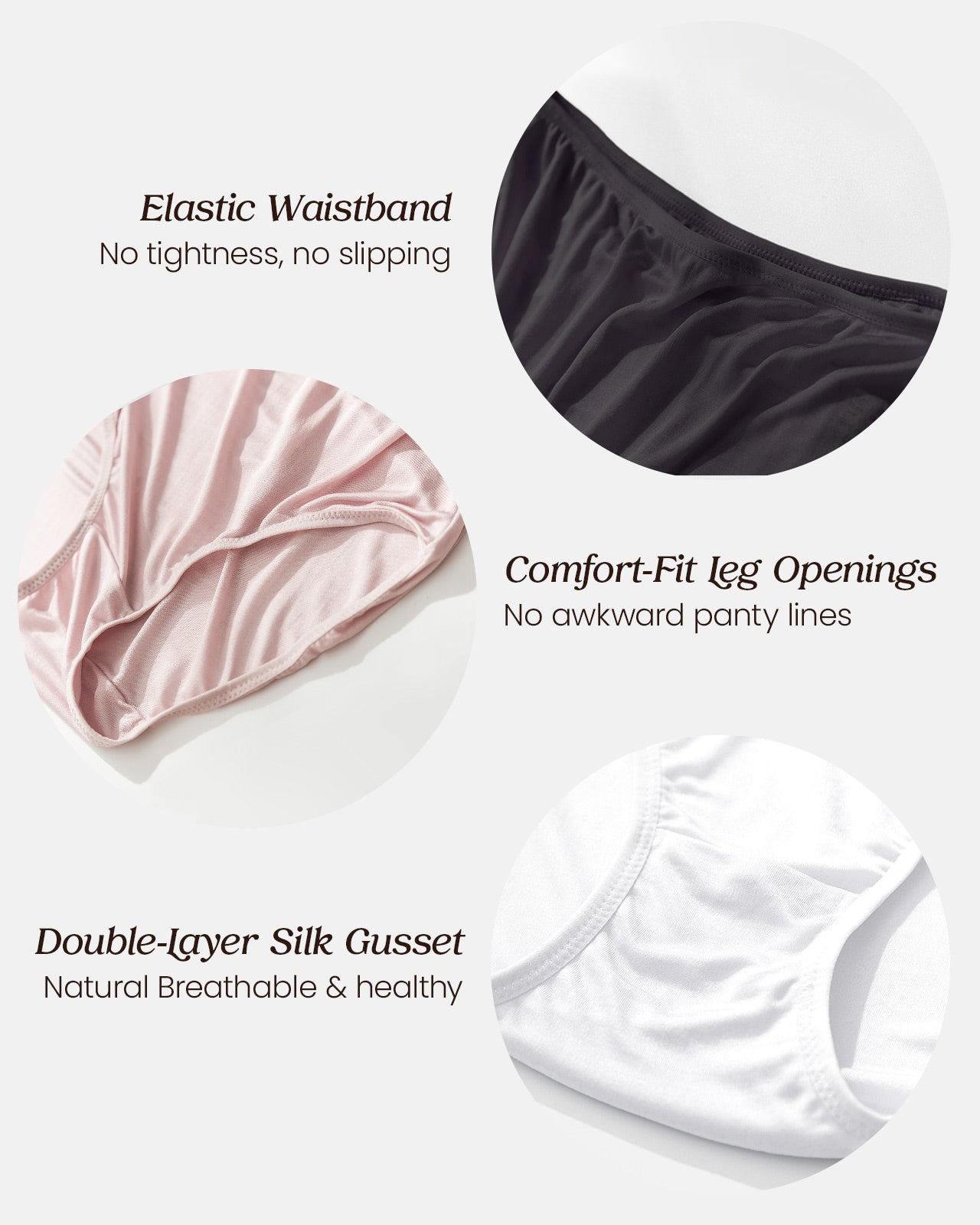 100% Mulberry Silk Underwear, High - Waisted Briefs Silk Panties for Women, Ultra Soft, Breathable & Quick - Dry - FEELITS