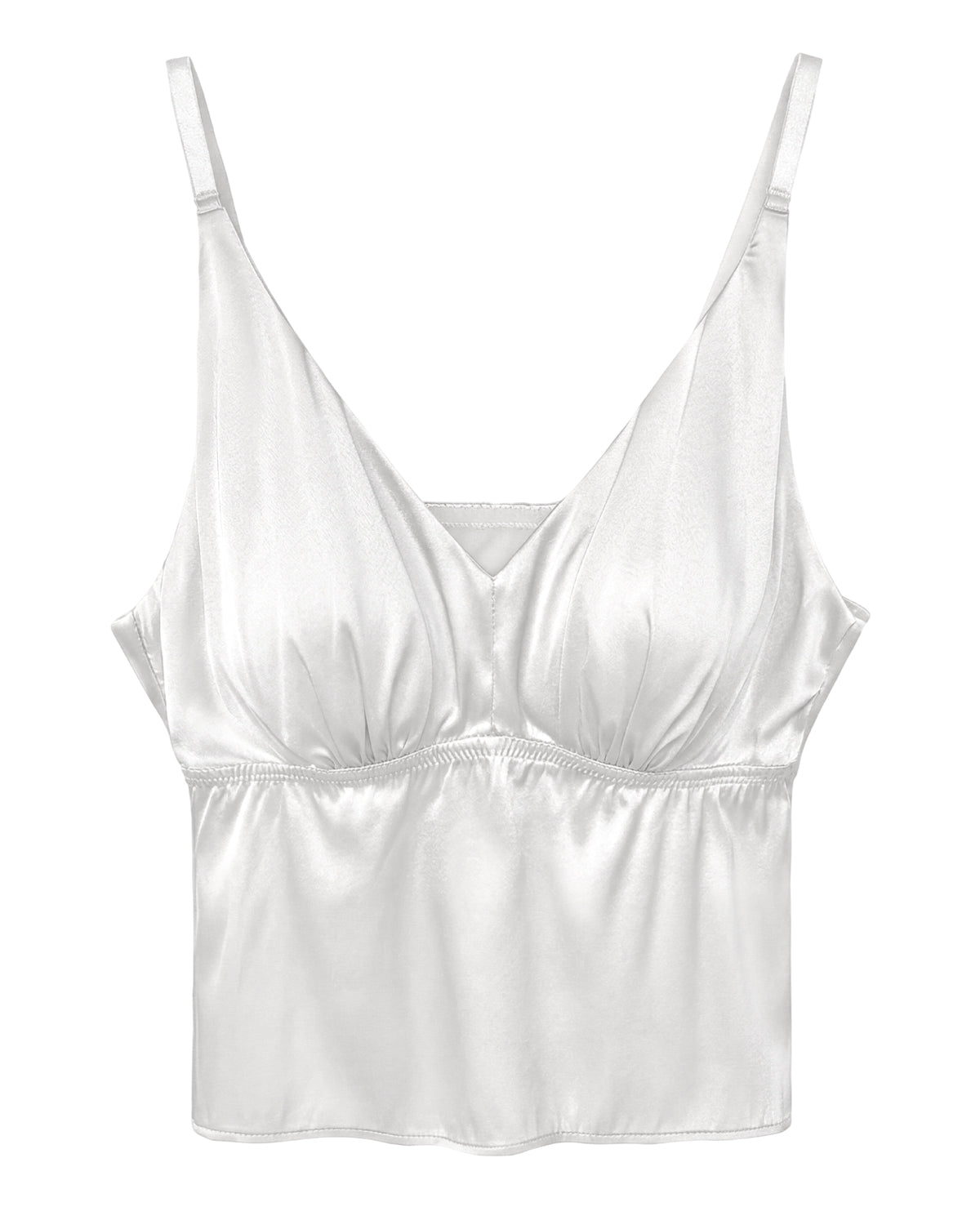 FEELITS TK02 22 Momme Mulberry Silk Cami Crop Top – Adjustable Straps & Built-In Soft Pads
