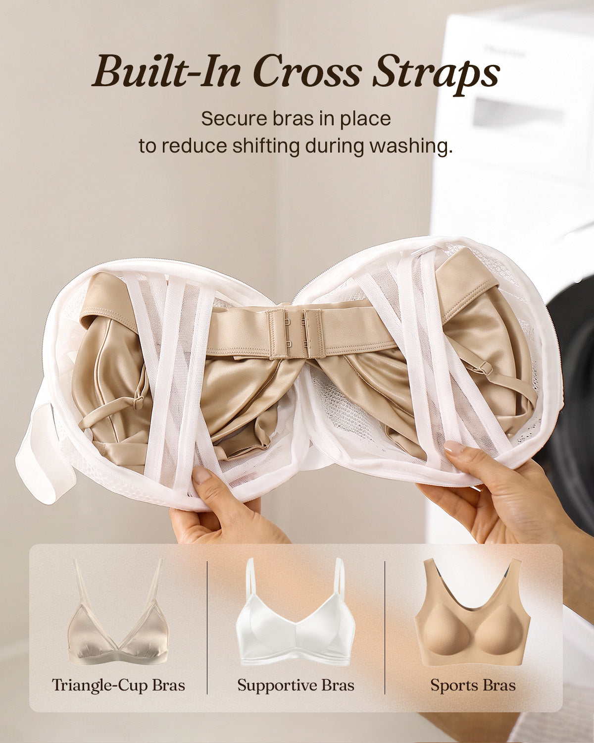 FEELITS AC03 3D Bra Laundry Bag - Structured Mesh Wash Bag for Silk Bras, Anti-Tangle & Shape-Protecting