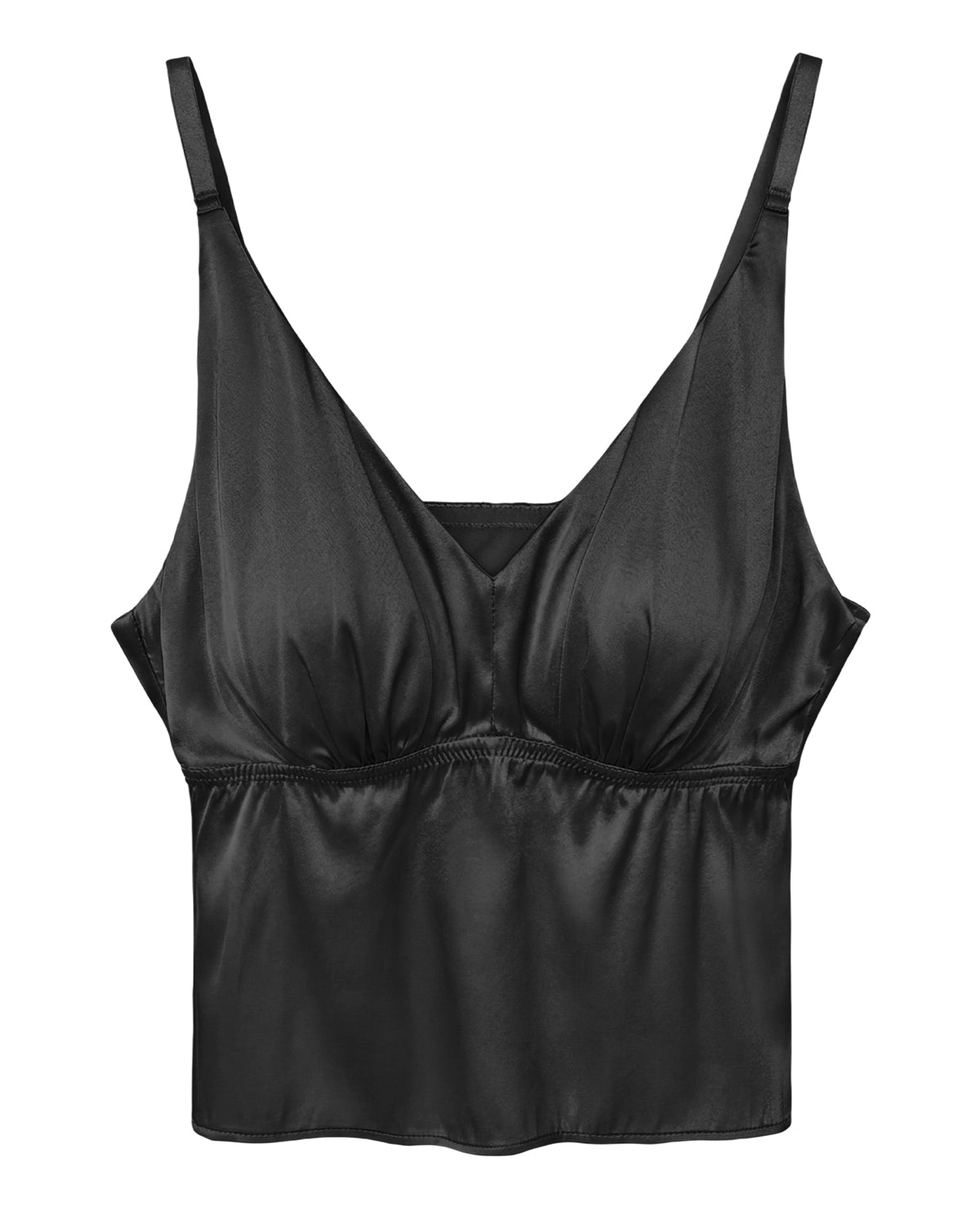 FEELITS TK02 22 Momme Mulberry Silk Cami Crop Top – Adjustable Straps & Built-In Soft Pads