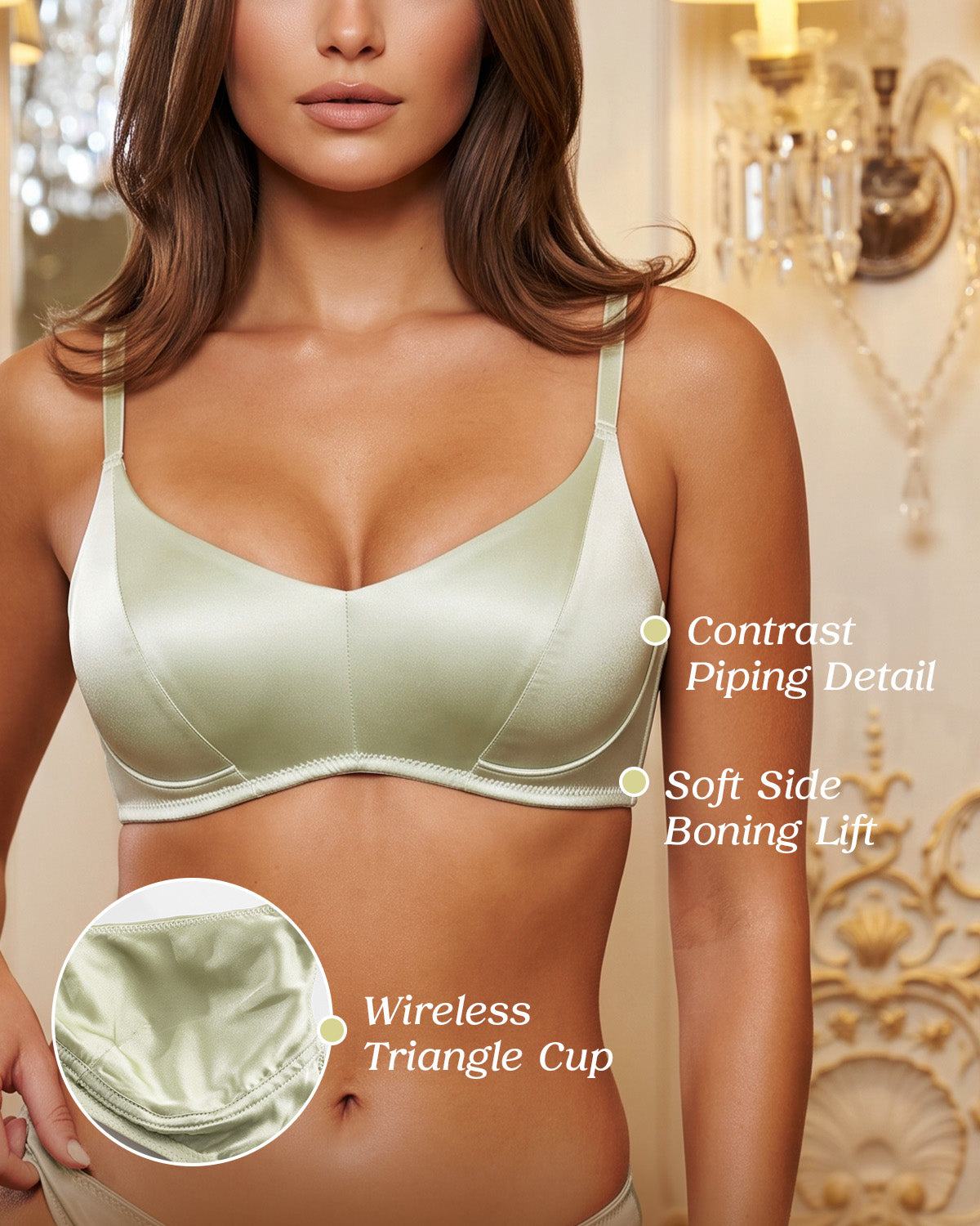 FEELITS BRA14 22 Momme Mulberry Silk Lace Bralette - Wire-Free Side Support