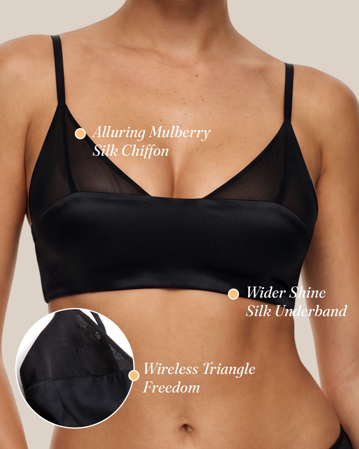 FEELITS BRA15 22 Momme Mulberry Silk Square-Neck Crop Top – Wire-Free Padded Camisole