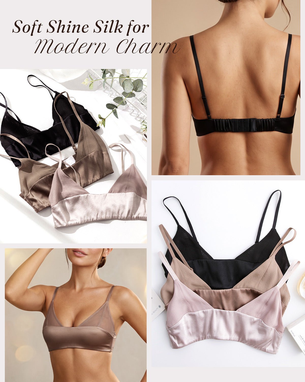 FEELITS BRA15 22 Momme Mulberry Silk Square-Neck Crop Top – Wire-Free Padded Camisole
