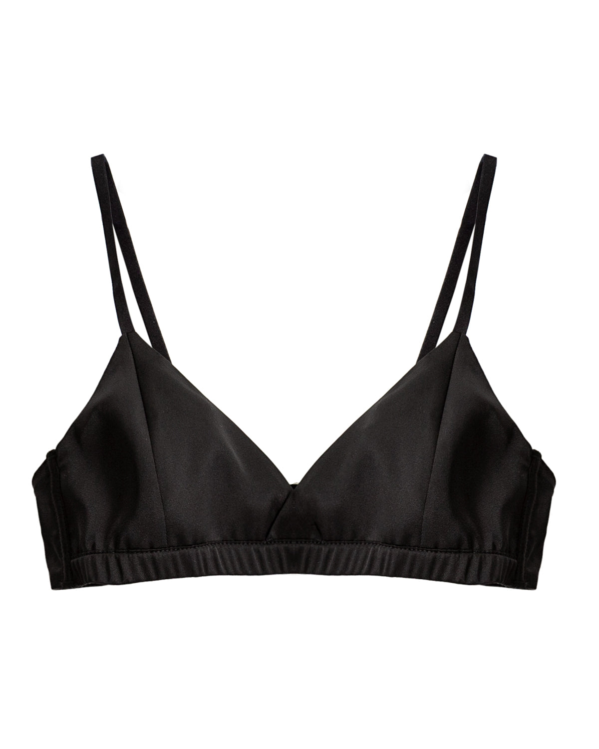 FEELITS BRA16 Cross-Front Silk Triangle Bralette - 95% Mulberry Silk, Removable Pads