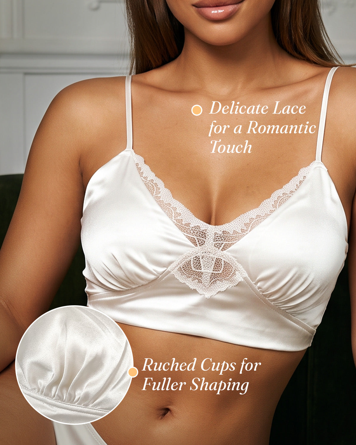 FEELITS BRA17 22 Momme Mulberry Silk Lace Bralette – Wire-Free Padded Bra with Crisscross Back
