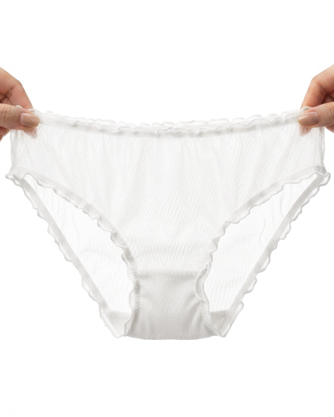 FEELITS KN30 Sheer Ruffle-Edge Silk Bikini Panties - 100% Mulberry Silk, Breathable & Ultra-Soft