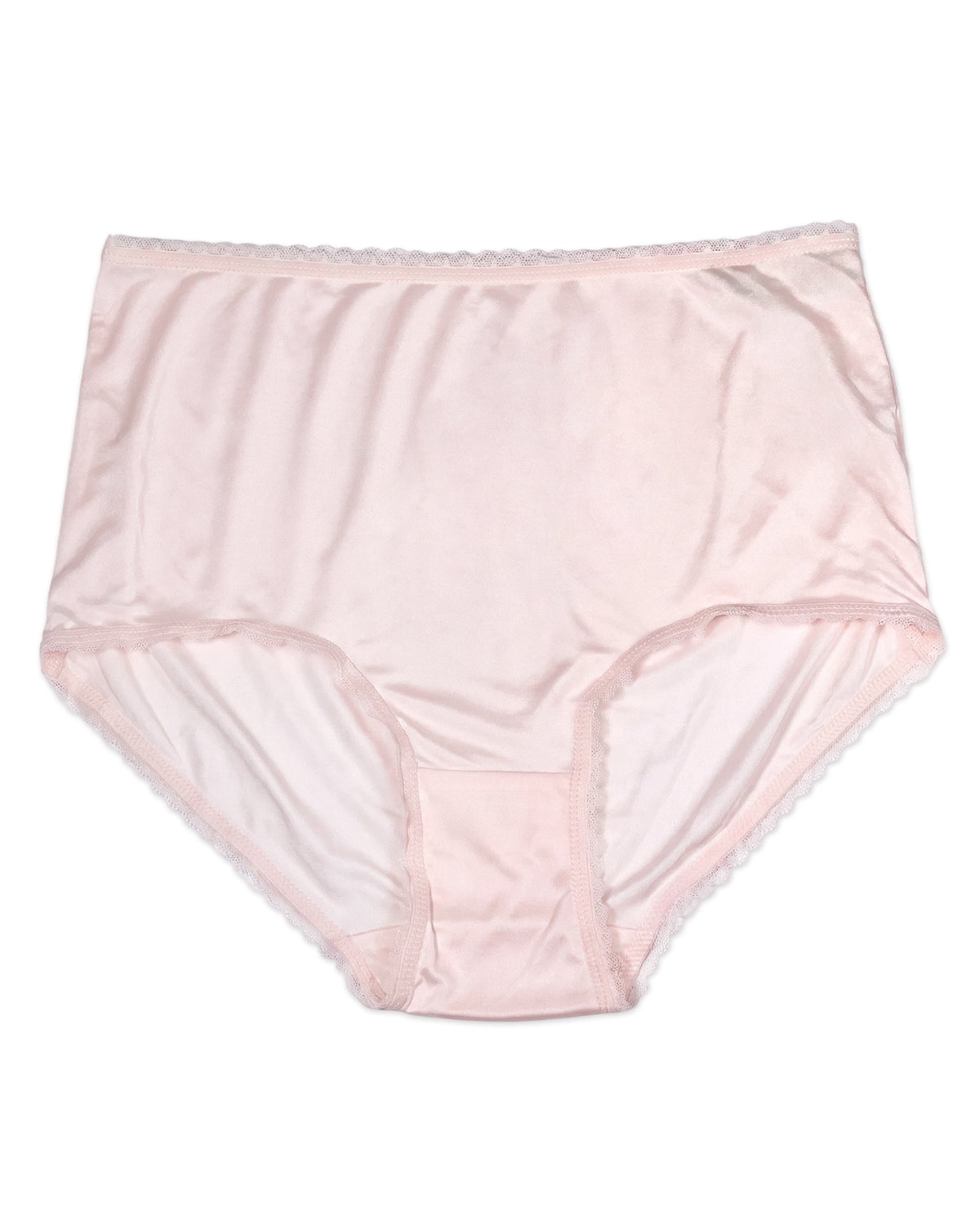 FEELITS KN36 High-Rise Silk Brief Panties - 100% Mulberry Silk, Scalloped Lace Trim