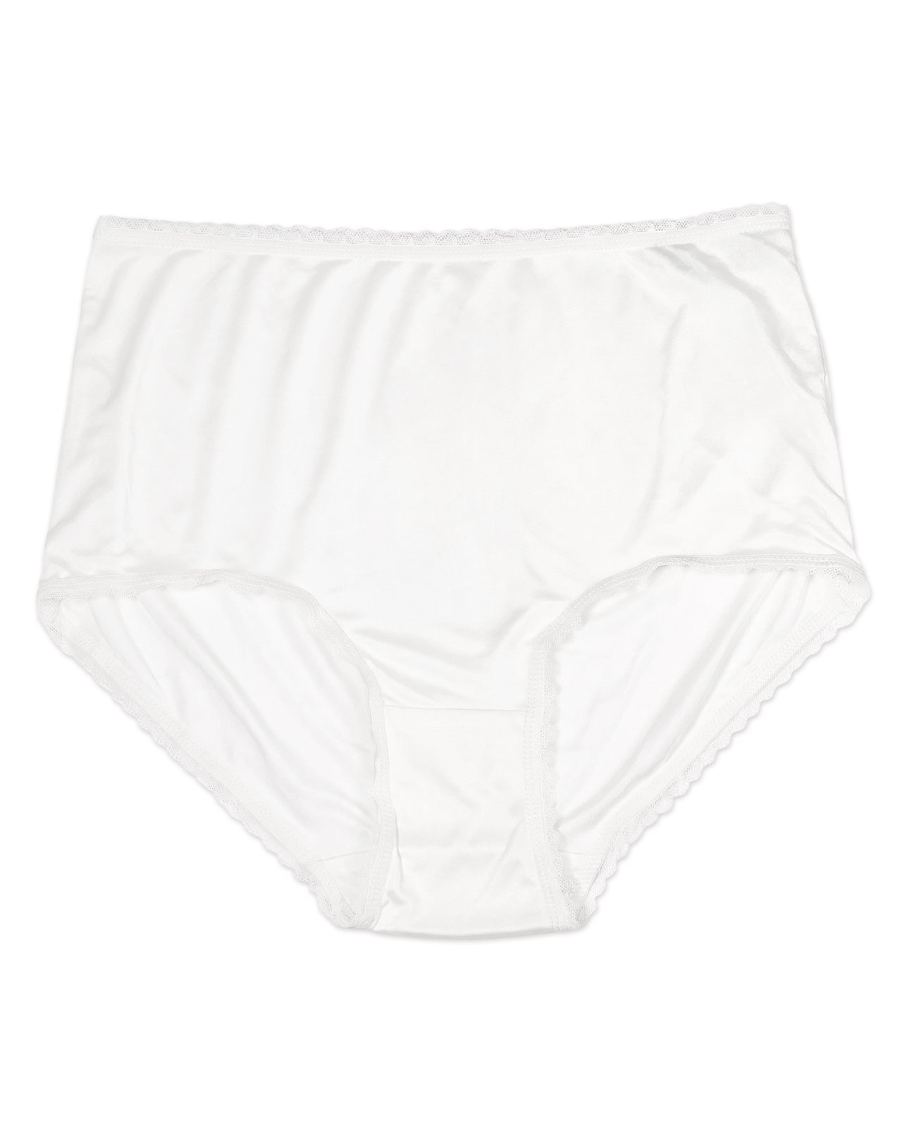 FEELITS KN36 High-Rise Silk Brief Panties - 100% Mulberry Silk, Scalloped Lace Trim