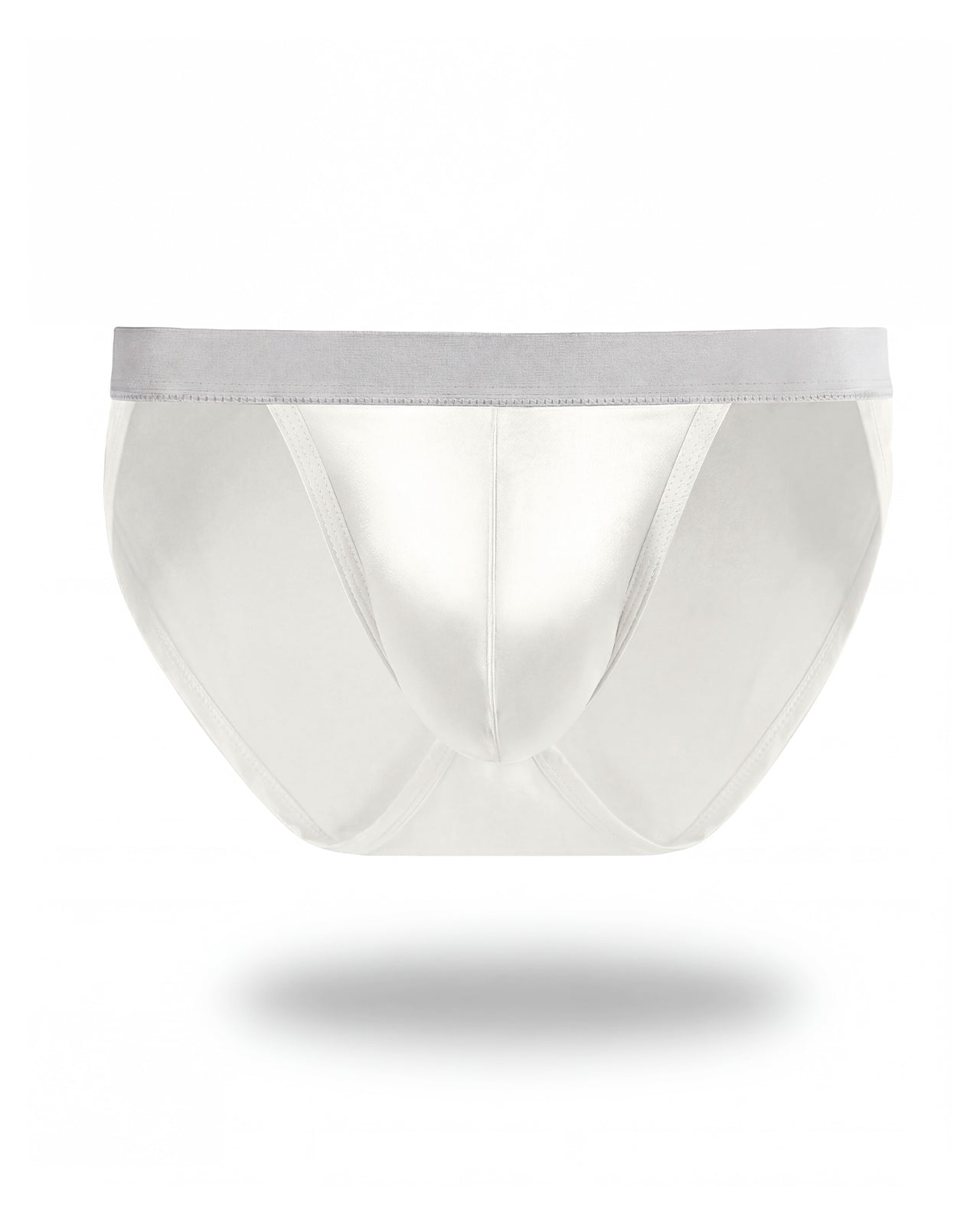 KNM02 ivory men's mulberry silk tanga briefs flat-lay view | FEELITS
