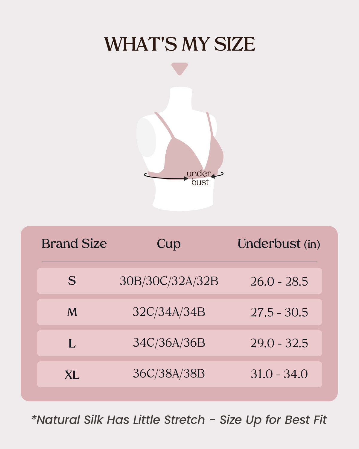 BRA13 brassière en soie - guide des tailles et de la coupe | FEELITS