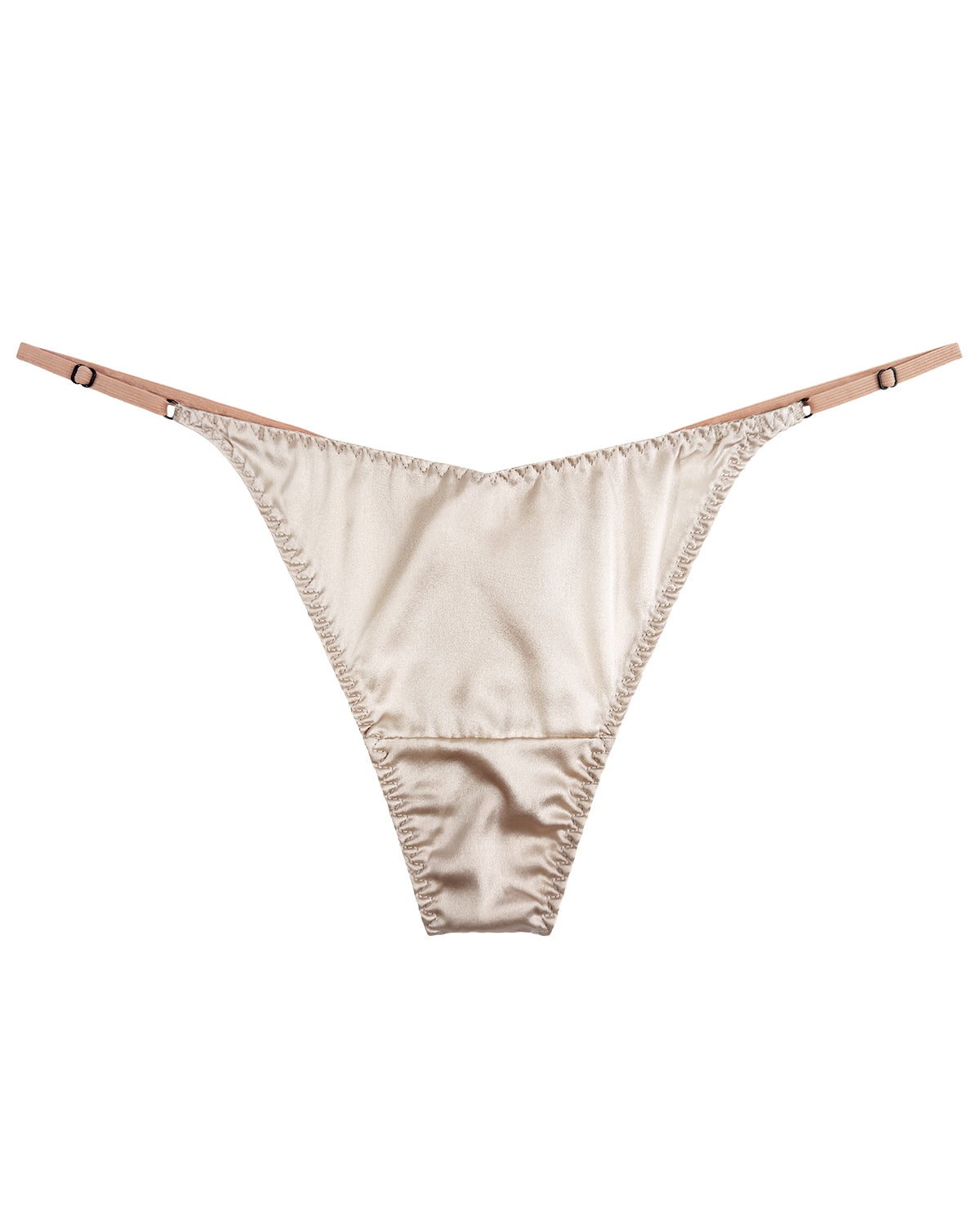 100% Mulberry Silk Thongs for Women, V-Front & Adjustable Ties, Sexy Silk Satin G-String Panties, Cheeky T-back
