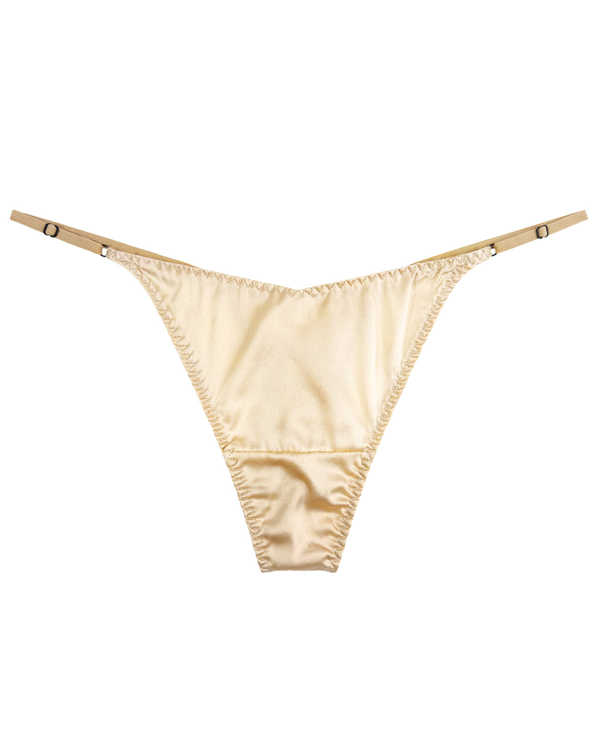 100% Mulberry Silk Thongs for Women, V-Front & Adjustable Ties, Sexy Silk Satin G-String Panties, Cheeky T-back