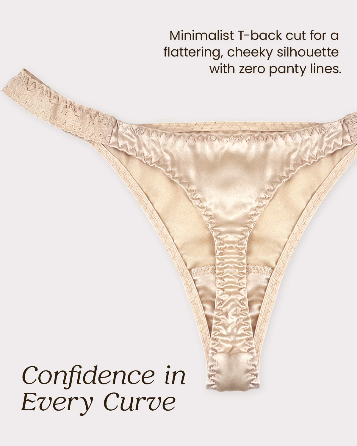 FEELITS TH15 Silk Lace-Trim T-Back Thong – 100% Mulberry Silk, Shiny & Breathable