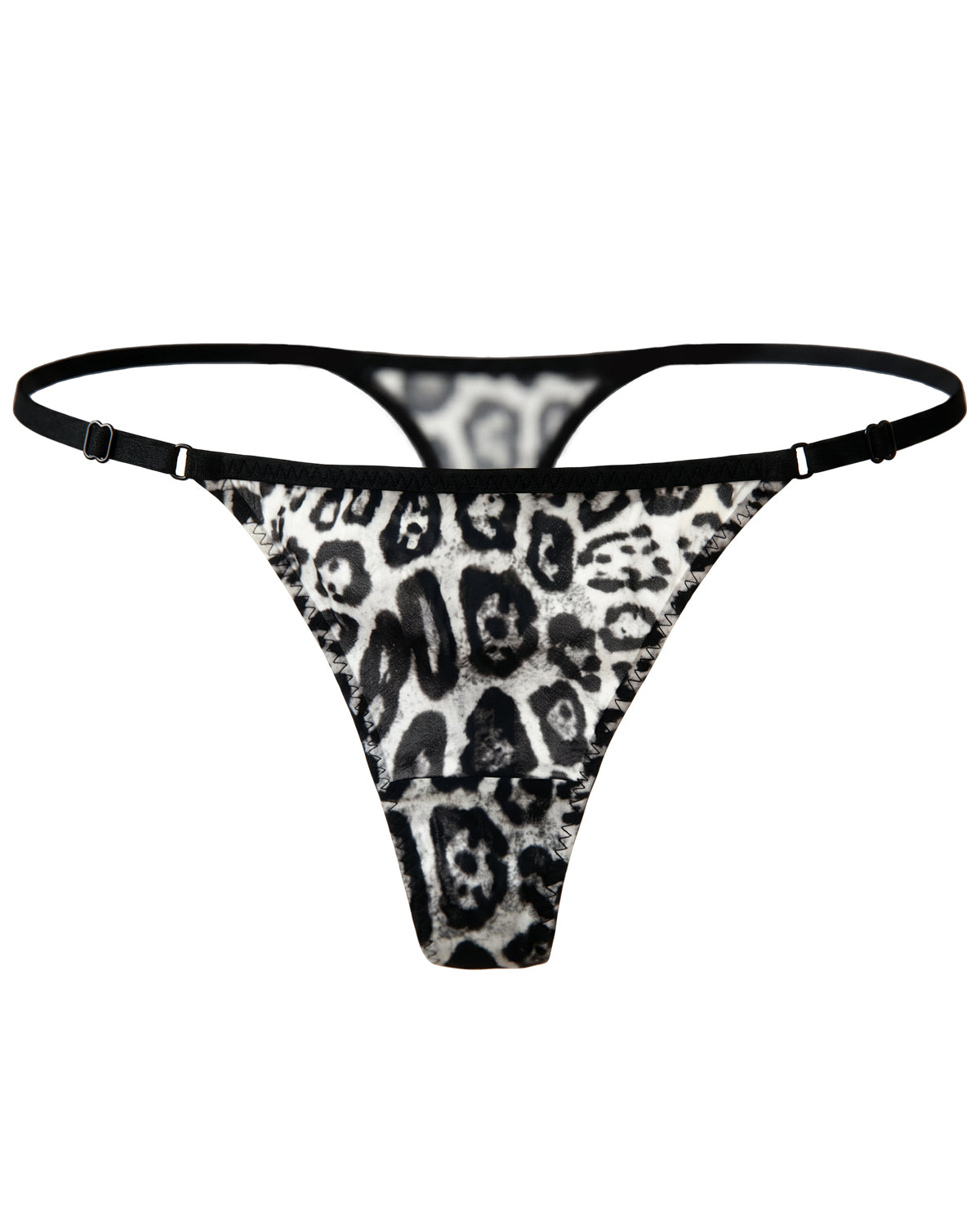FEELITS YF01 Leopard Print Silk T-Back Thong Panties - 100% Mulberry Silk, Low-Rise Fit