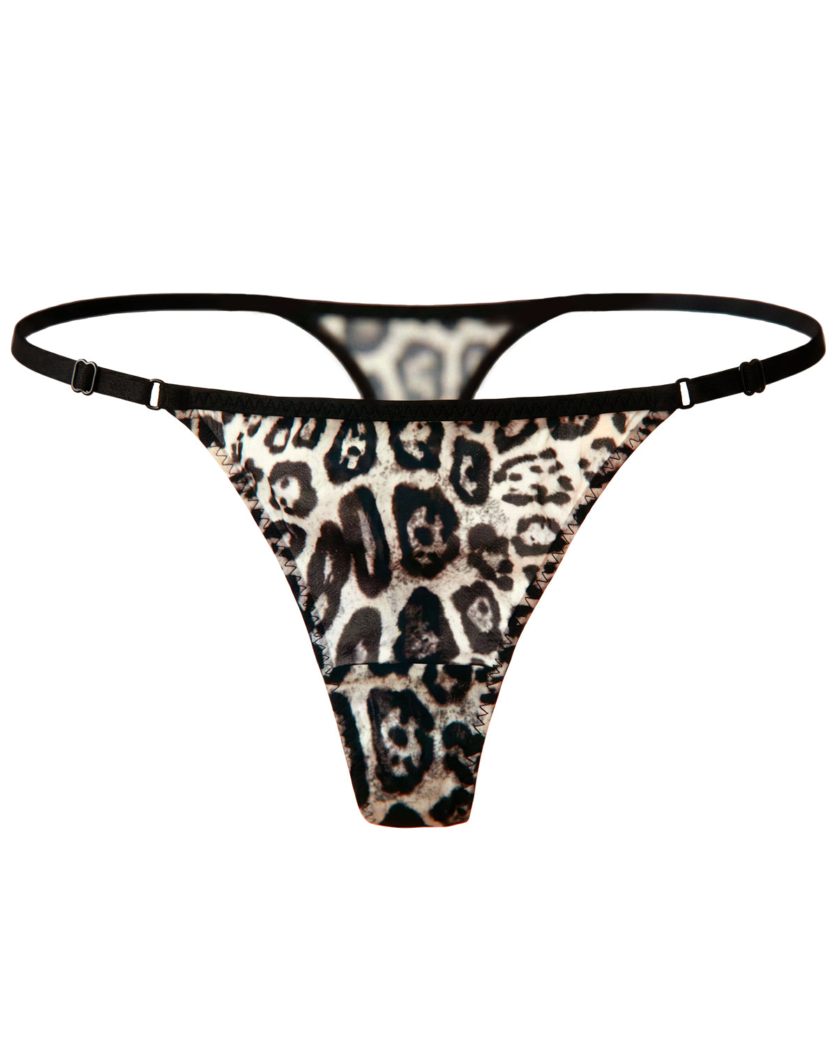 FEELITS YF01 Leopard Print Silk T-Back Thong Panties - 100% Mulberry Silk, Low-Rise Fit