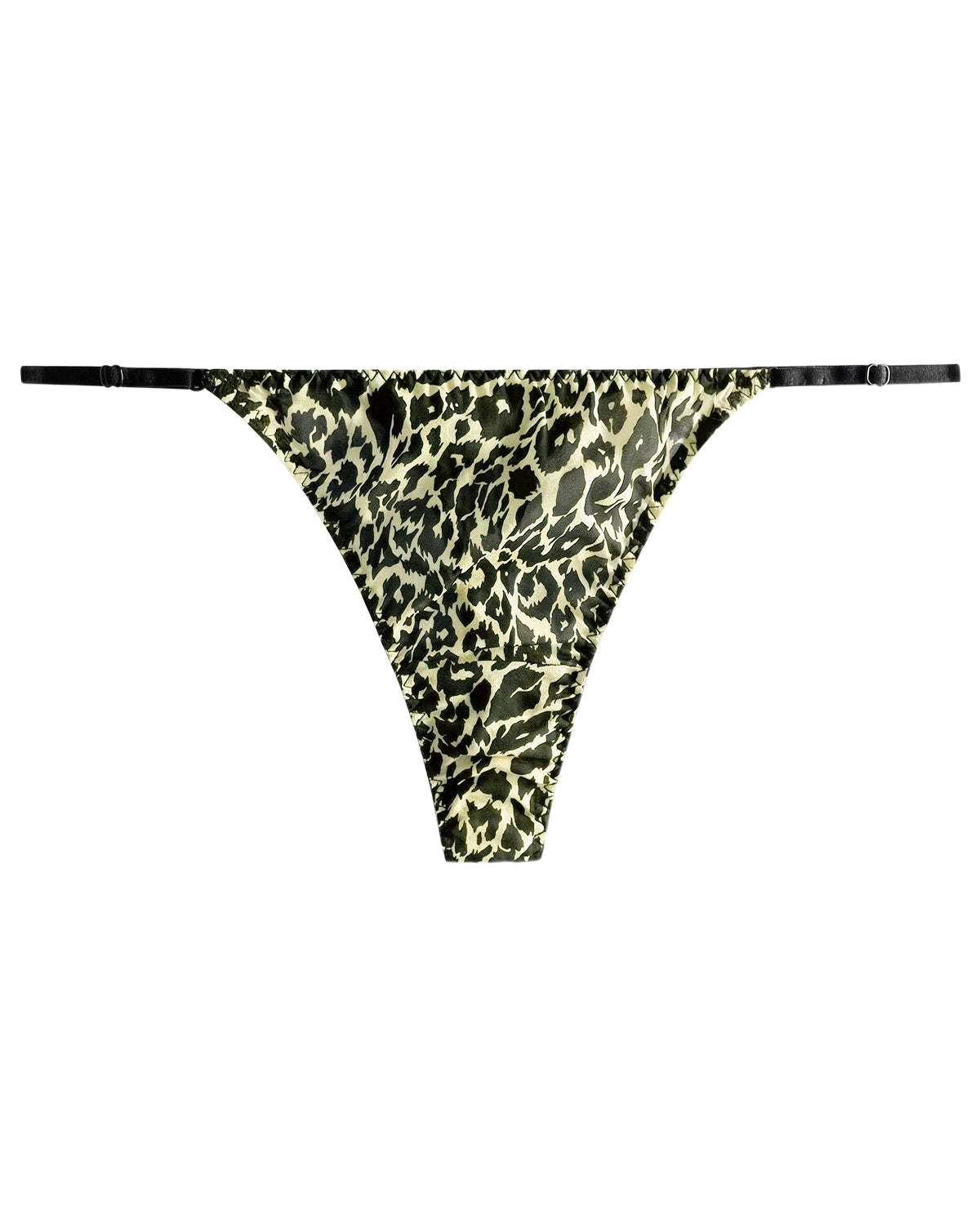 FEELITS YF03 Leopard Print Silk G-String Panties - 100% Mulberry Silk, T-Back Fit