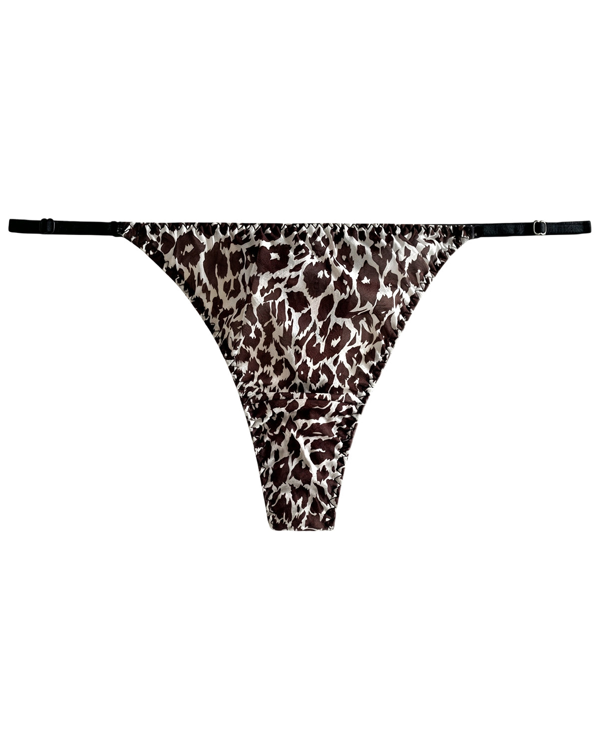 FEELITS YF03 Leopard Print Silk G-String Panties - 100% Mulberry Silk, T-Back Fit