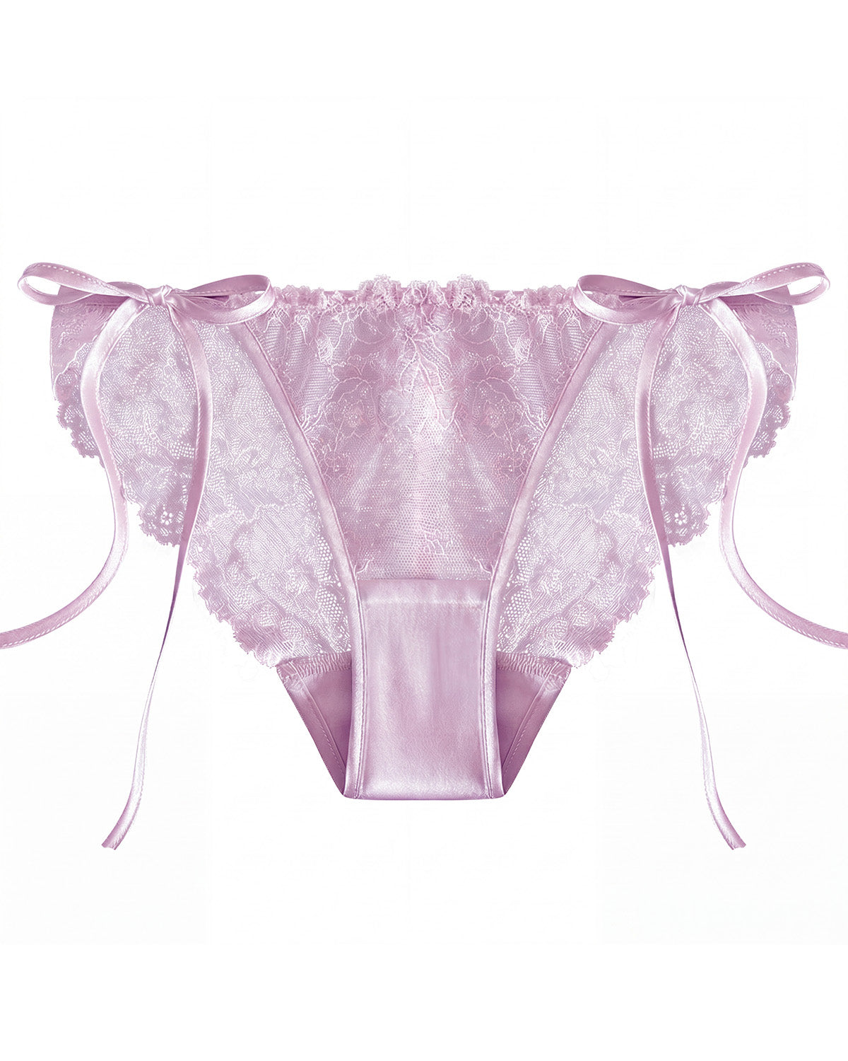 FEELITS YF05 Silk Tie-Side Panties - Mulberry Silk, Lace & Adjustable Bows