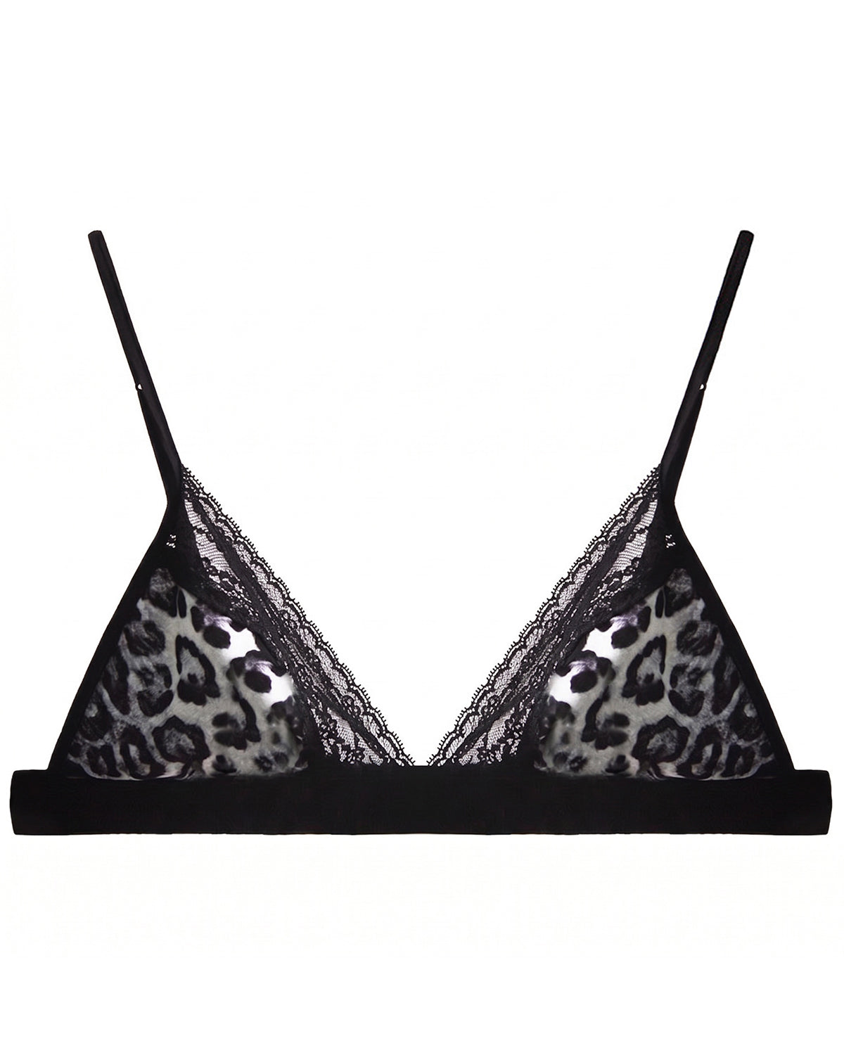 FEELITS YFB01 Leopard Lace Silk Triangle Bra - 95% Mulberry Silk, Wireless Double-Hook Design