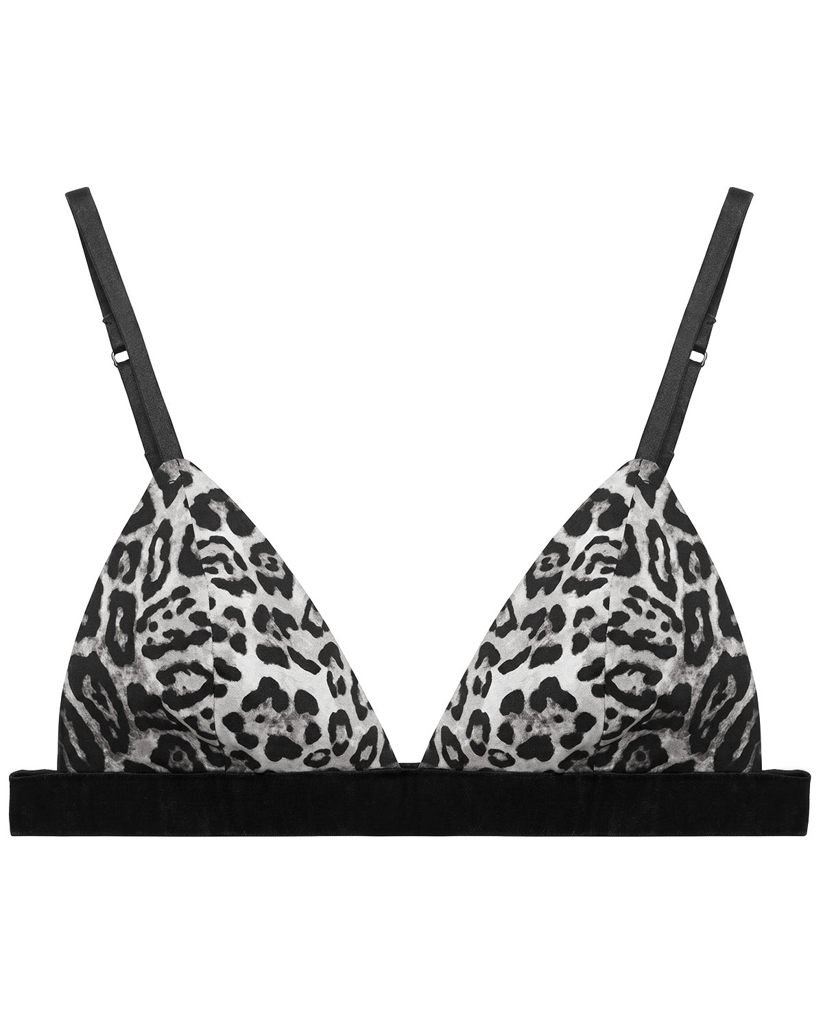 FEELITS YFB03 Leopard Print Silk Triangle Bra - 95% Mulberry Silk, Wireless Double-Hook Design