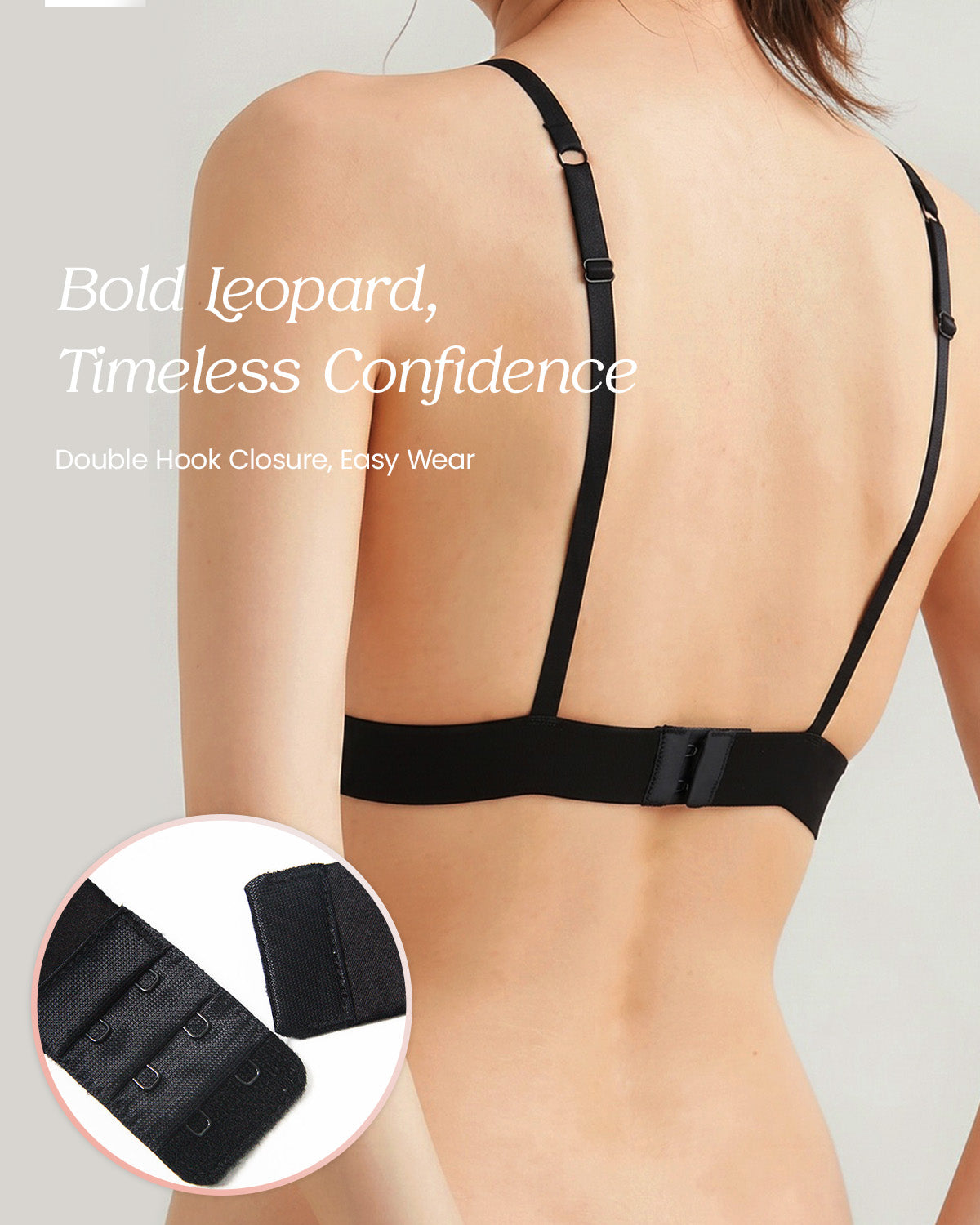 FEELITS YFB03 Leopard Print Silk Triangle Bra - 95% Mulberry Silk, Wireless Double-Hook Design