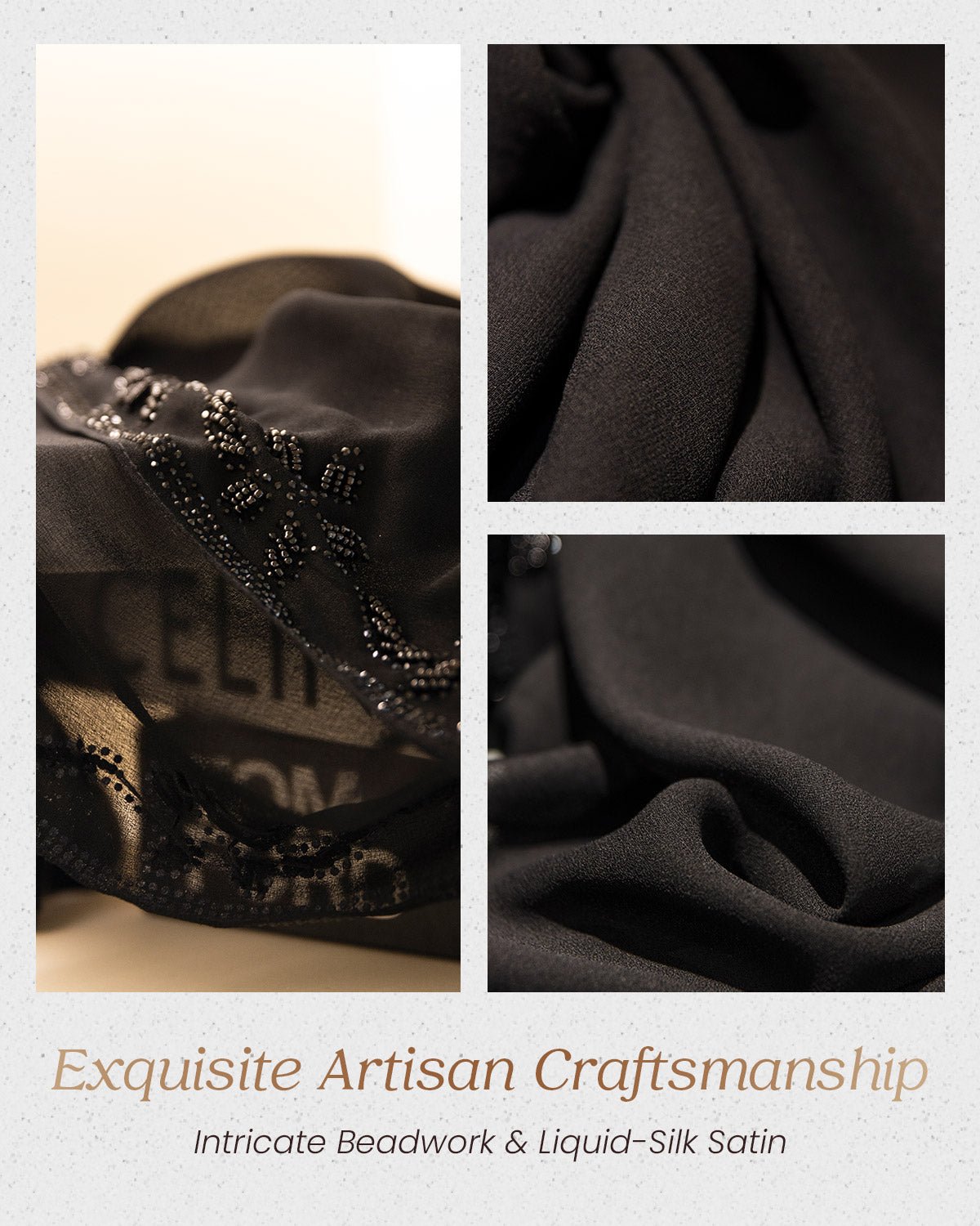 FEELITS TJ06 Veil Style Black Hijab – Lightweight Face Cover Scarf - FEELITS