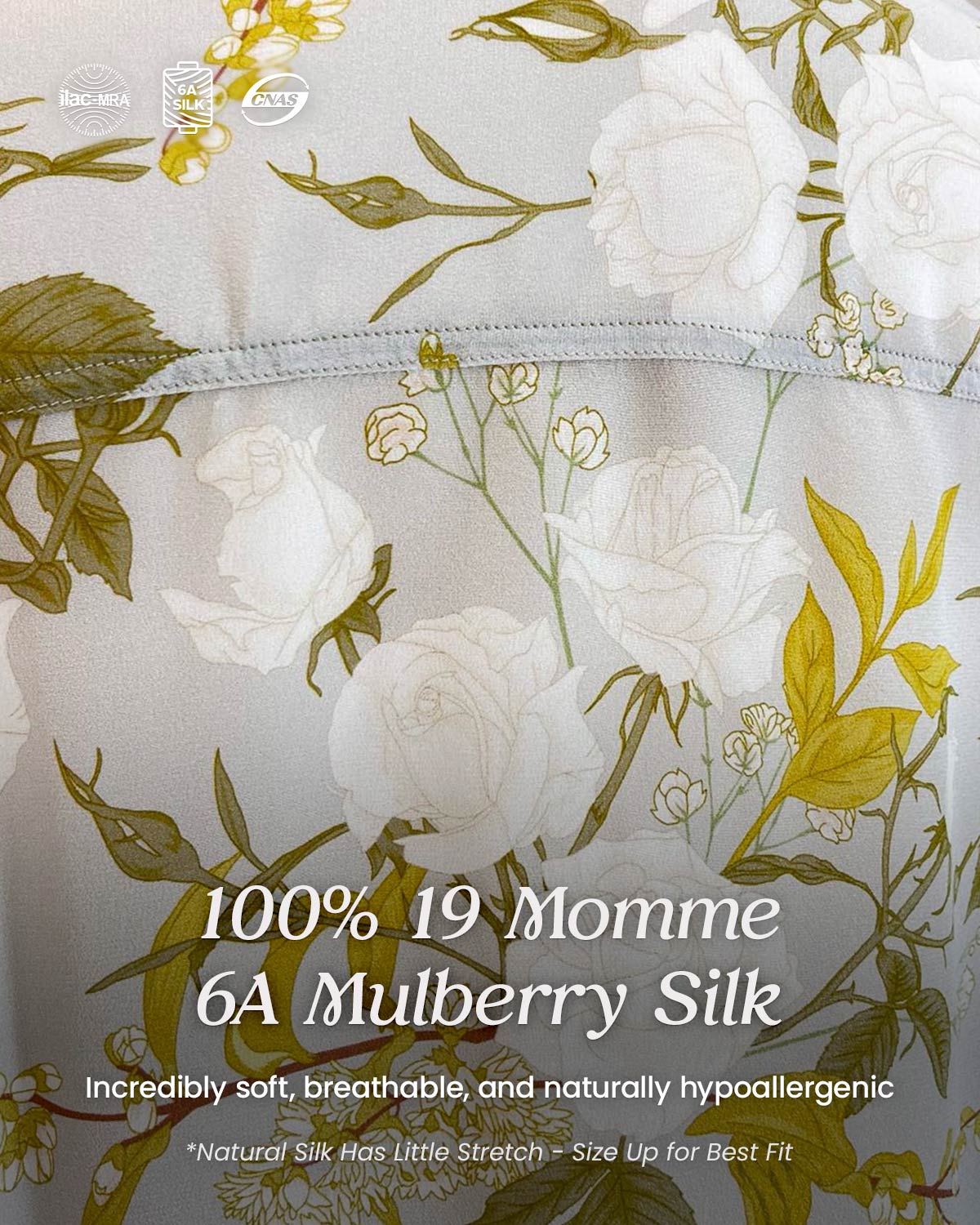 Feelits 100% 19 Momme Mulberry Silk Floral & Leaf Print Long Sleeve Lapel Collar Women's Blouse - FEELITS