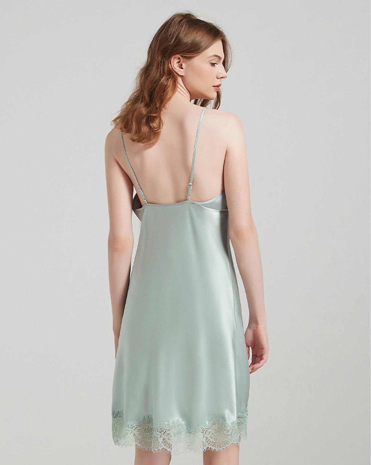 FEELITS 100% 6A+ Mulberry Silk Lace Slip Dress & Robe Set with Lace Trim – Luxury Bridal, Honeymoon Sleepwear & Everyday Loungewear - FEELITS