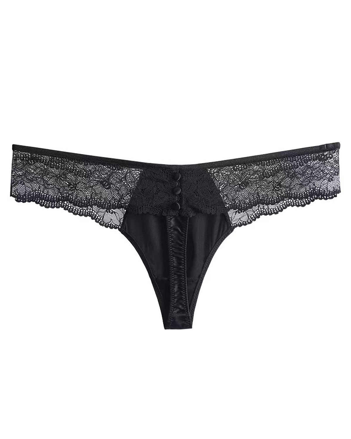 FEELITS 100% 6A Mulberry Silk Sexy Lace Thong – Low - Rise Seamless T - Back Panties for Women - FEELITS