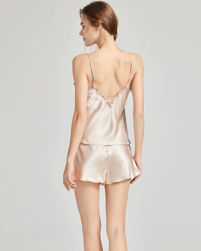 FEELITS 100% Mulberry Silk Bridal Cami Set, Midi Slip Dress, Long Silk Nightdress, Midi Robe and Full - Length Silk Bridal Robe – Golden Champagne & Blush Pink - FEELITS