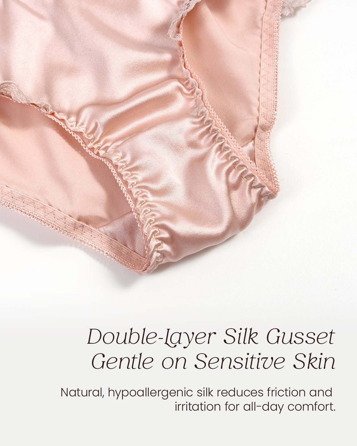 FEELITS 100% Mulberry Silk Briefs for Women – Low - Rise Lace Trim Panties, 6A Grade Silk, Soft & Breathable - FEELITS