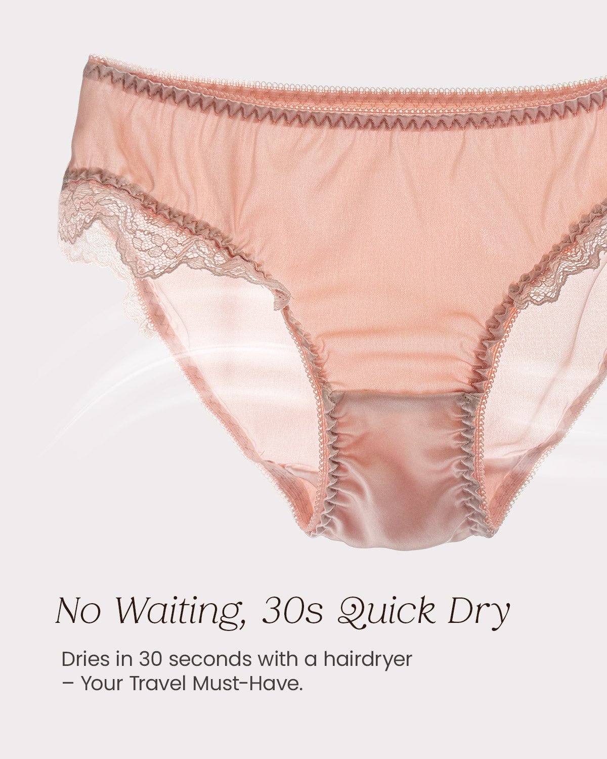 FEELITS 100% Mulberry Silk Briefs for Women – Low - Rise Lace Trim Panties, 6A Grade Silk, Soft & Breathable - FEELITS