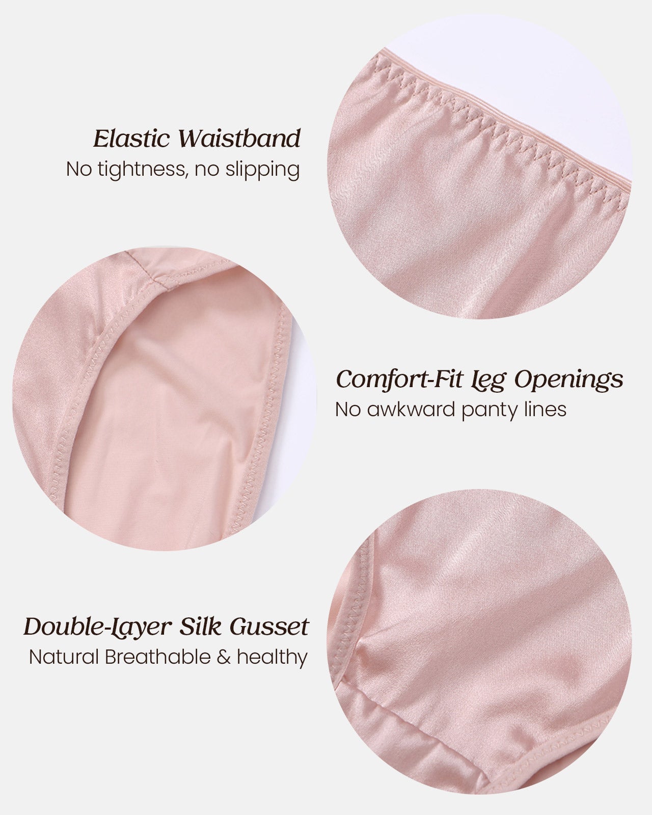 FEELITS 100% Mulberry Silk Panties, Satin Finish Silk Classic Bikini Underwear for Women, Ultra Breathable Hipster - FEELITS