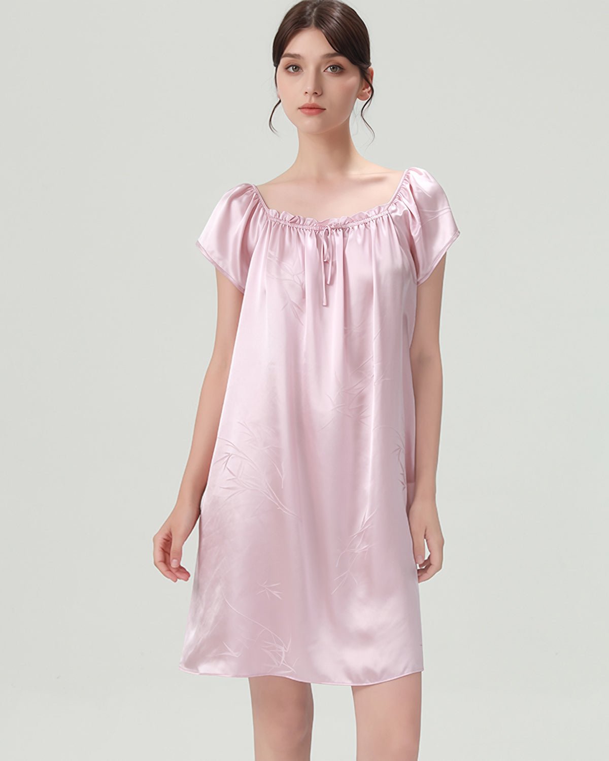 FEELITS 100% Mulberry Silk Short Nightgown - 19mm Silk with Unique Nature Print Design - Loose & Elegant for Ultimate Comfort - FEELITS