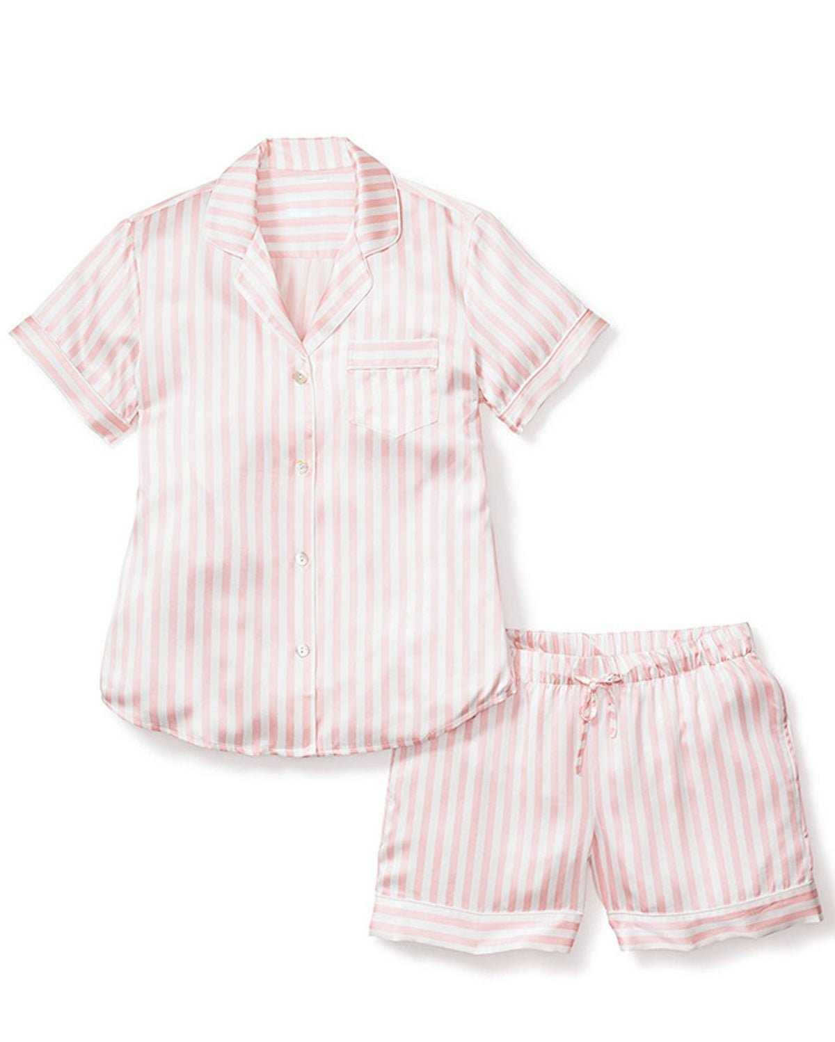 FEELITS 100% Mulberry Silk Striped Pajama Set | Short - Sleeve & Shorts Loungewear for Women - FEELITS