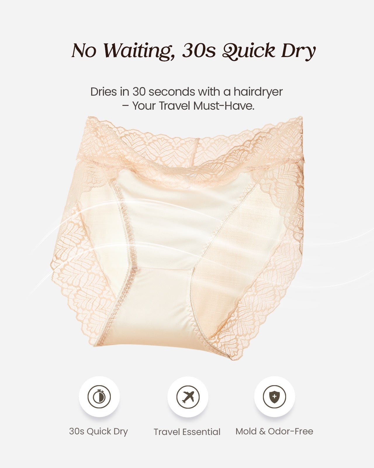 FEELITS 100% Mulberry Silk Underwear, High Rise Bikini Silk Panties, Sexy Lace Briefs for Women - FEELITS