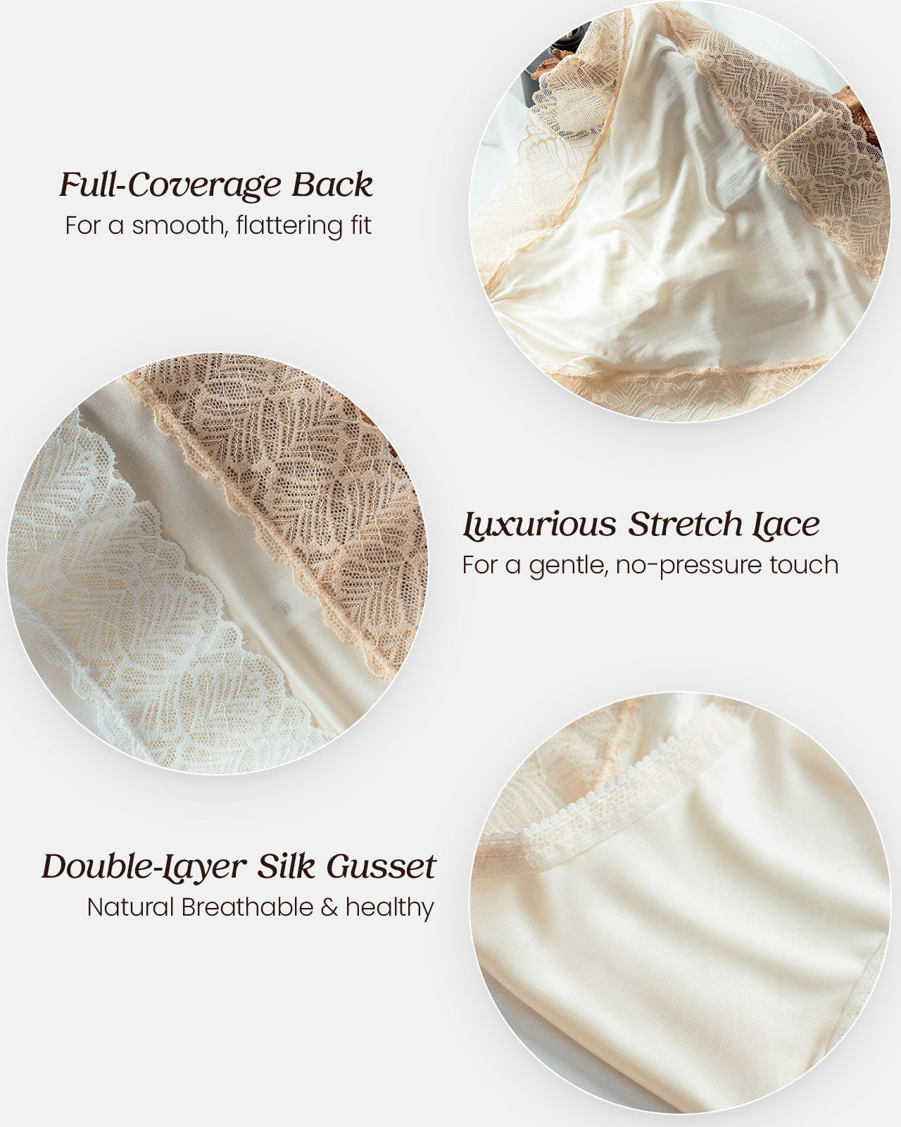 FEELITS 100% Mulberry Silk Underwear, High Rise Bikini Silk Panties, Sexy Lace Briefs for Women - FEELITS