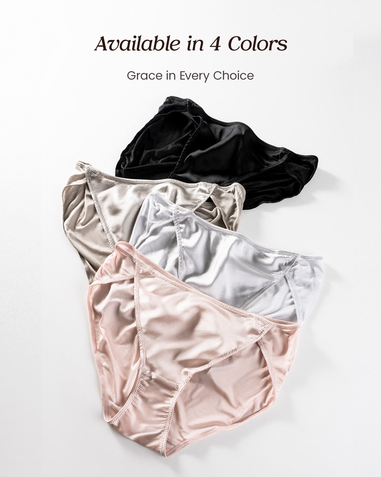 FEELITS 100% Mulberry Silk Underwear, Shiny High Cut Silk Satin Bikini Panties for Women - FEELITS